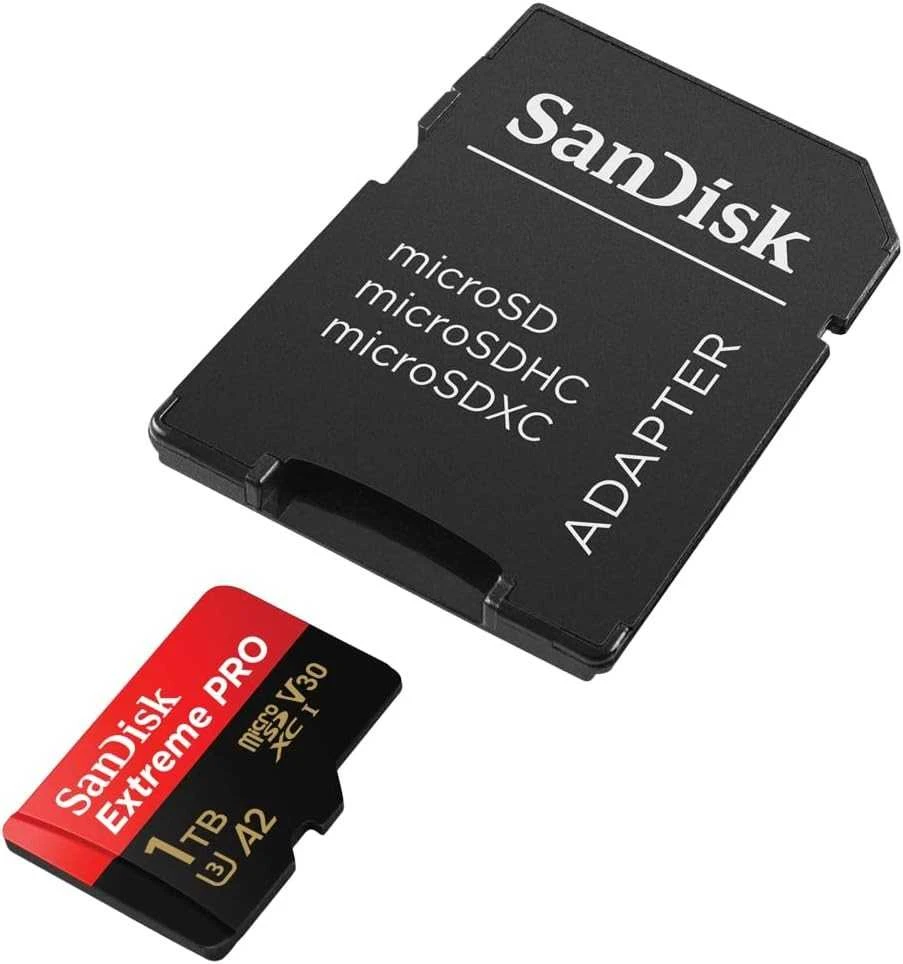 Atminties kortelė SanDisk Extreme PRO Micro SDXC 1TB + SD adapteris + 2 metai RescuePRO Deluxe iki 200 MB/s ir 140 MB/s Skaitymo / rašymo greitis A2 C10 V30 UHS-I U3