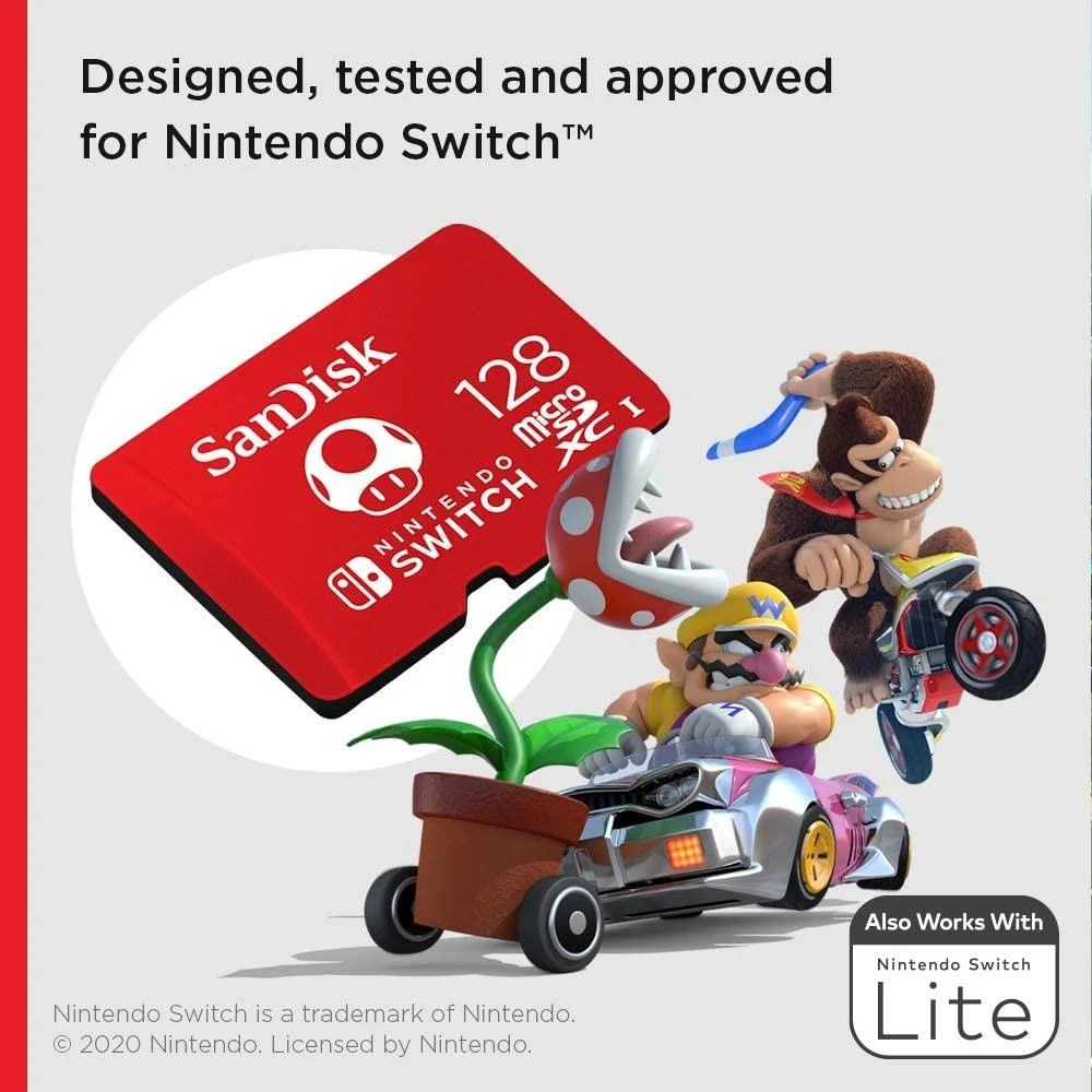 SanDisk Atminties kortelė Nintendo Switch™ konsolėms, microSDXC 128GB 100/90 MB/s (SDSQXAO-128G-GN3ZN)
