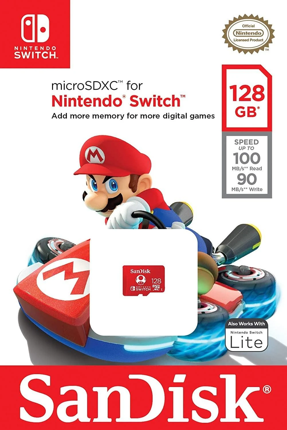 SanDisk Atminties kortelė Nintendo Switch™ konsolėms, microSDXC 128GB 100/90 MB/s (SDSQXAO-128G-GN3ZN)