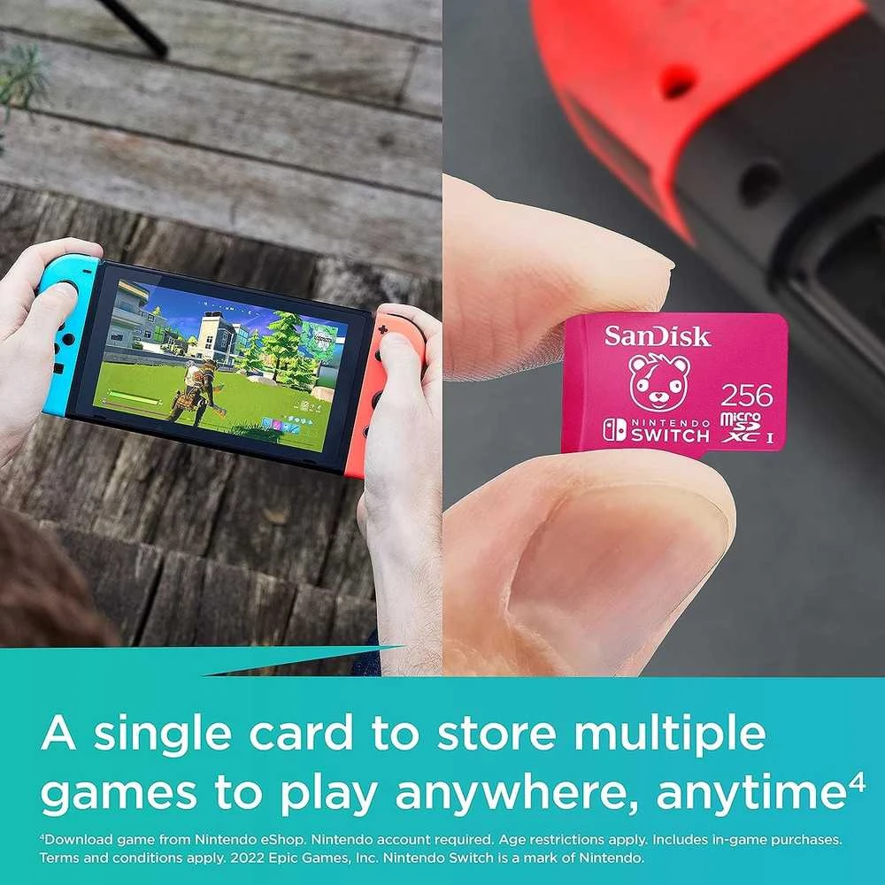 Atminties kortelė SANDISK Nintendo MicroSD UHS I kortelė – Fortnite leidimas, „Cuddle Team“, 256 GB