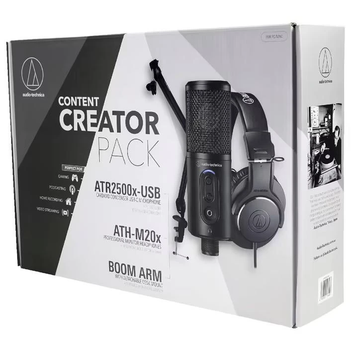 Audio-Technica CREATOR PACK ATR2500x-USB + ATH-M20x Komplektas: Mikrofonas + Ausinės + Laikiklis
