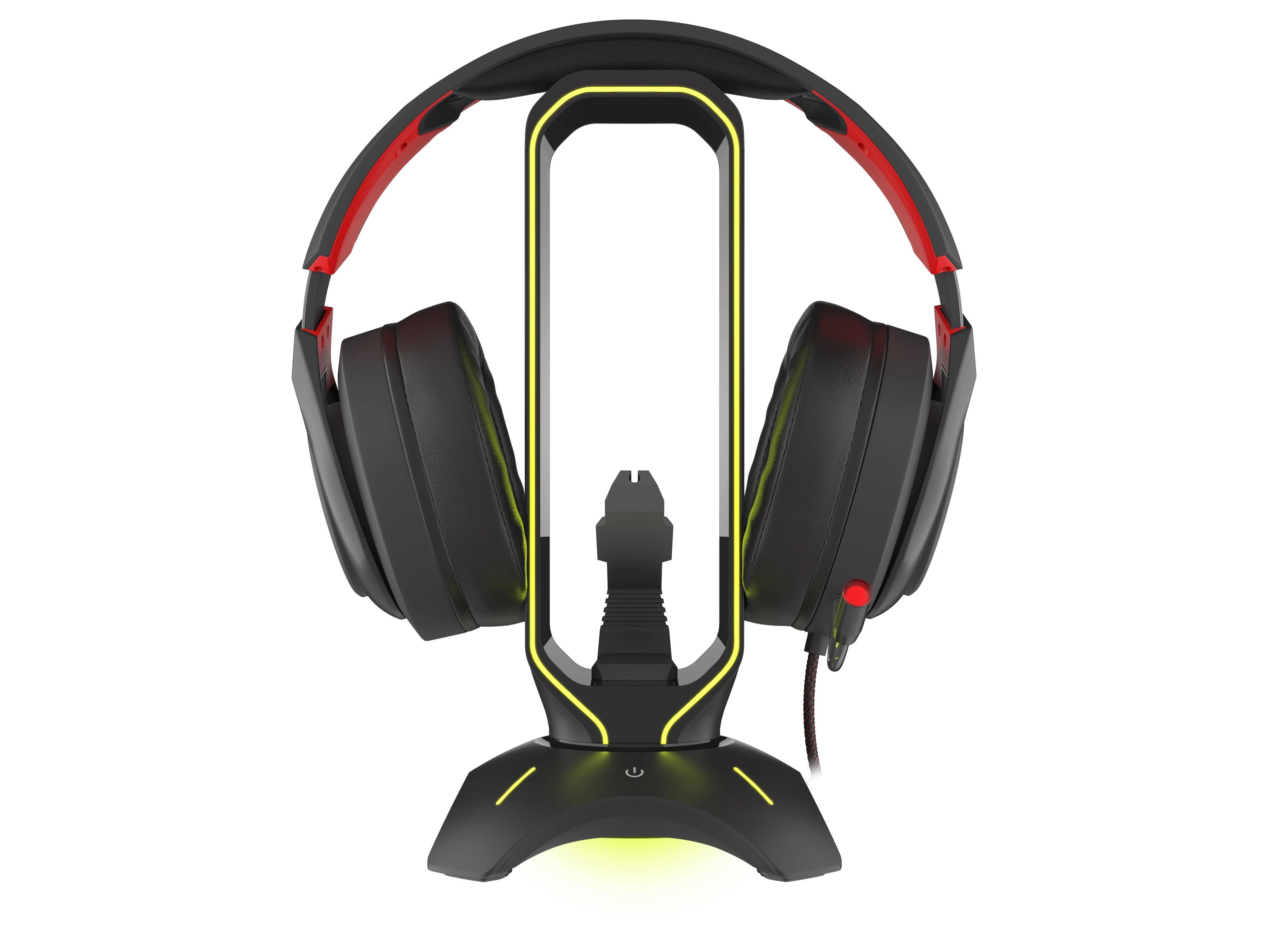 Ausinių stovas su pelės laido laikikliu Genesis Vanad 500 RGB, su pašvietimu, su USB šakotuvu, Juodas