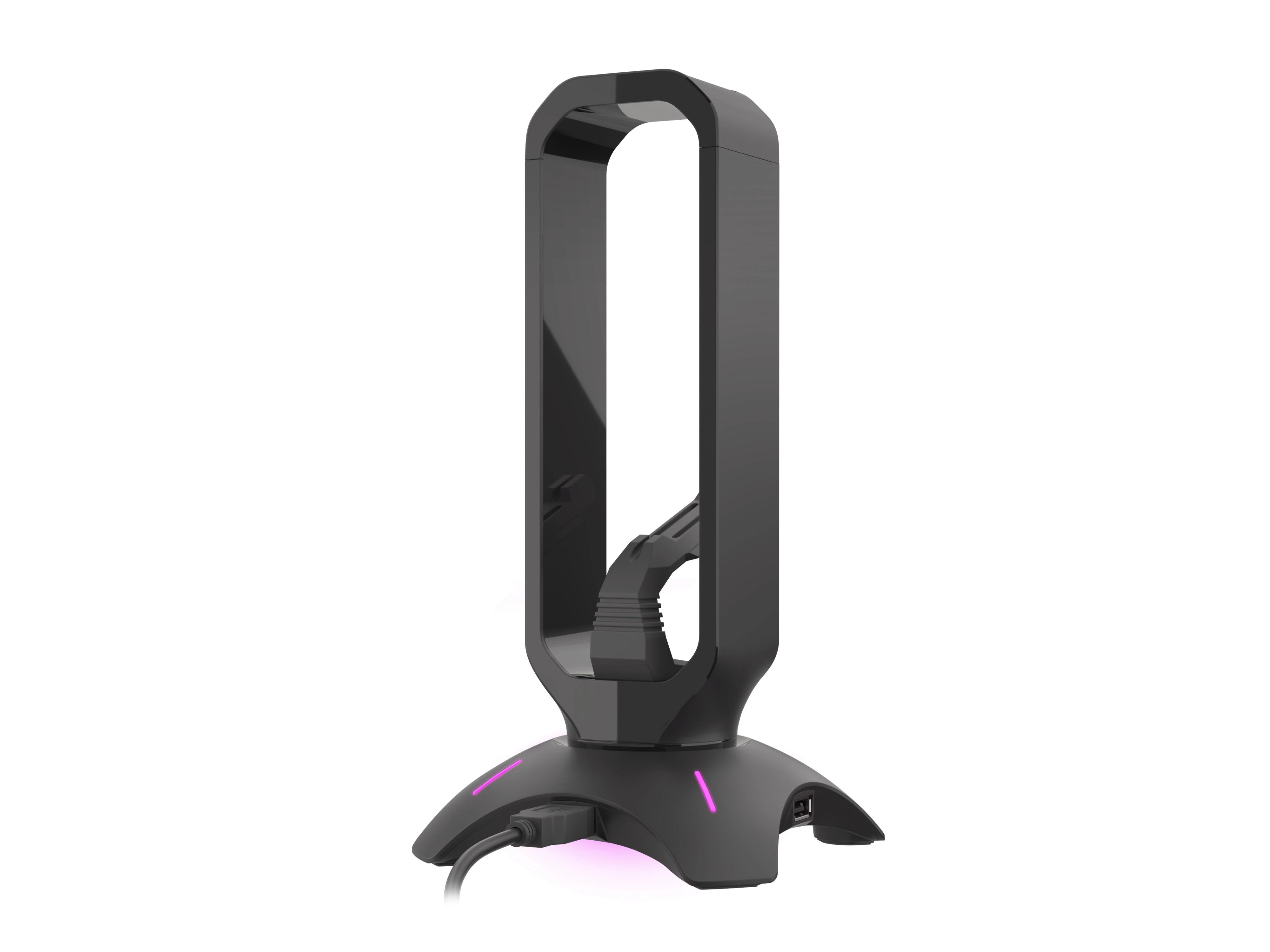 Ausinių stovas su pelės laido laikikliu Genesis Vanad 500 RGB, su pašvietimu, su USB šakotuvu, Juodas