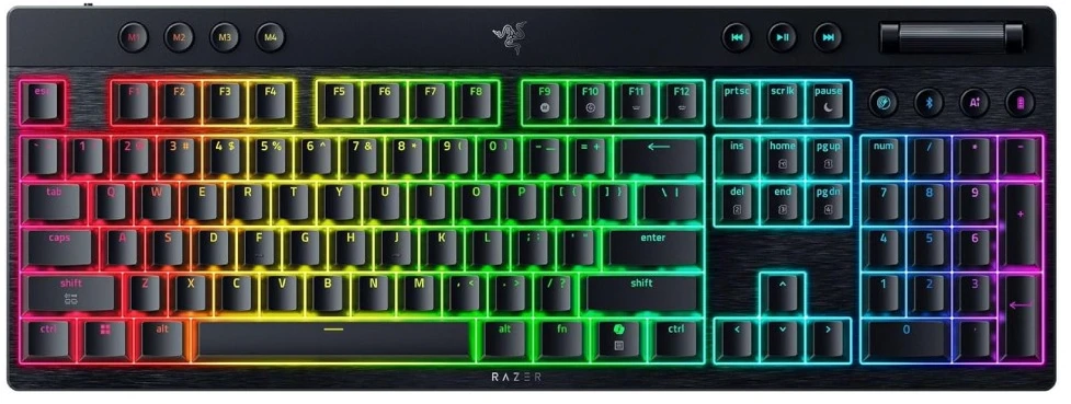 Razer | BlackWidow V4 Low-Profile HyperSpeed | Klaviatūra | Wireless | US | Bluetooth | Žalias Switches | Juodas