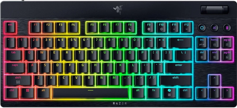 Razer | BlackWidow V4 Low-Profile Tenkeyless HyperSpeed | Klaviatūra | Belaidis | JAV | Bluetooth | Žalias jungiklis | Juodas