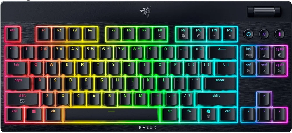 Razer | BlackWidow V4 žemo profilio be klavišų HyperSpeed | Klaviatūra | Belaidis | JAV | Bluetooth | Geltona jungikliai | Juodas