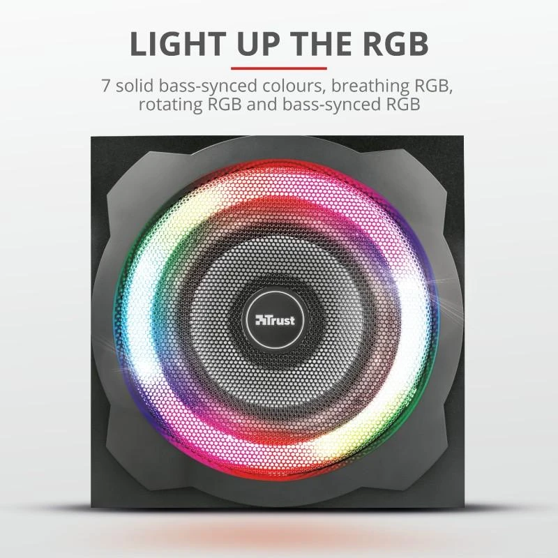 Kompiuterio kolonėlės Speaker Set Trust GXT 629 Tytan 2.1 RGB 22944 (2.1, juodos spalvos)