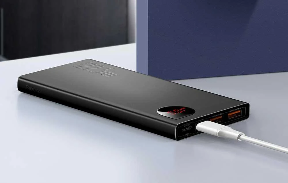 LiPo išorinis akumuliatorius (Powerbank) 20000mAh 22.5W su PD3.0 QC3.0 2xUSB + USB C ADAMAN Metal juodas BASEUS