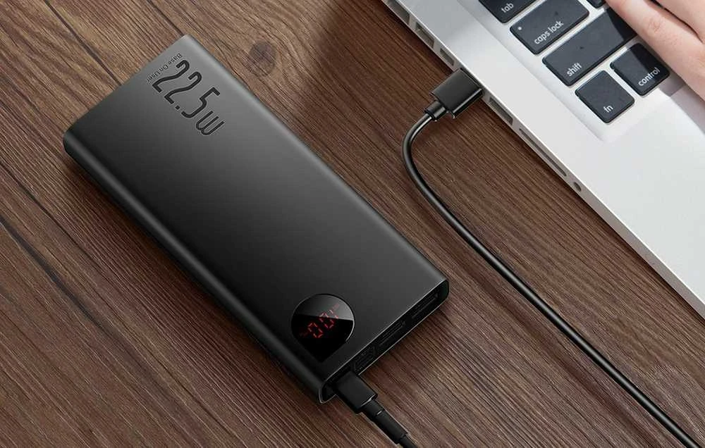 LiPo išorinis akumuliatorius (Powerbank) 20000mAh 22.5W su PD3.0 QC3.0 2xUSB + USB C ADAMAN Metal juodas BASEUS