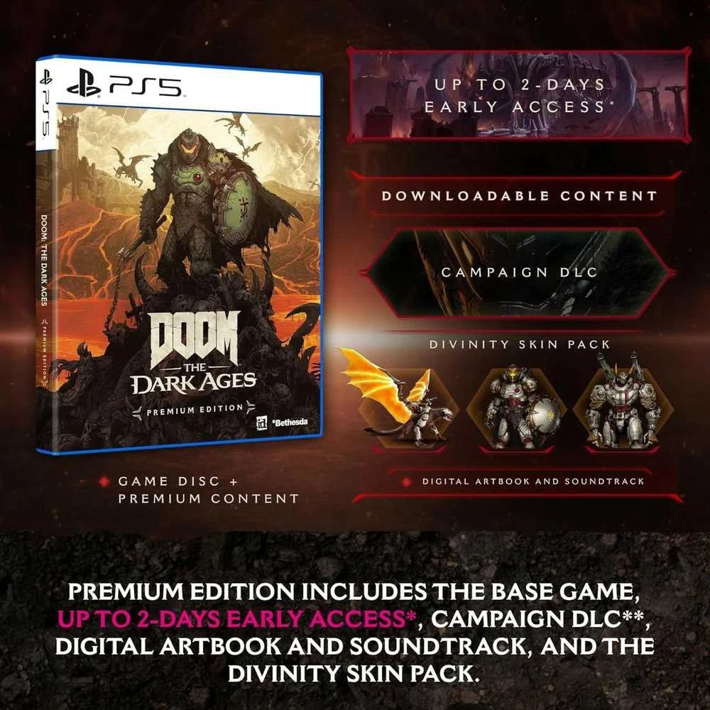 „Bethesda Doom: The Dark Ages“ Premium leidimas PS5