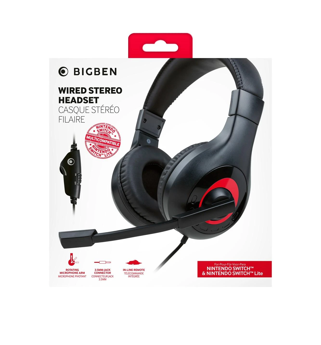 Nacon Big Ben BIGBEN laidinės ausinės Nintendo (juoda) | 3.5mm