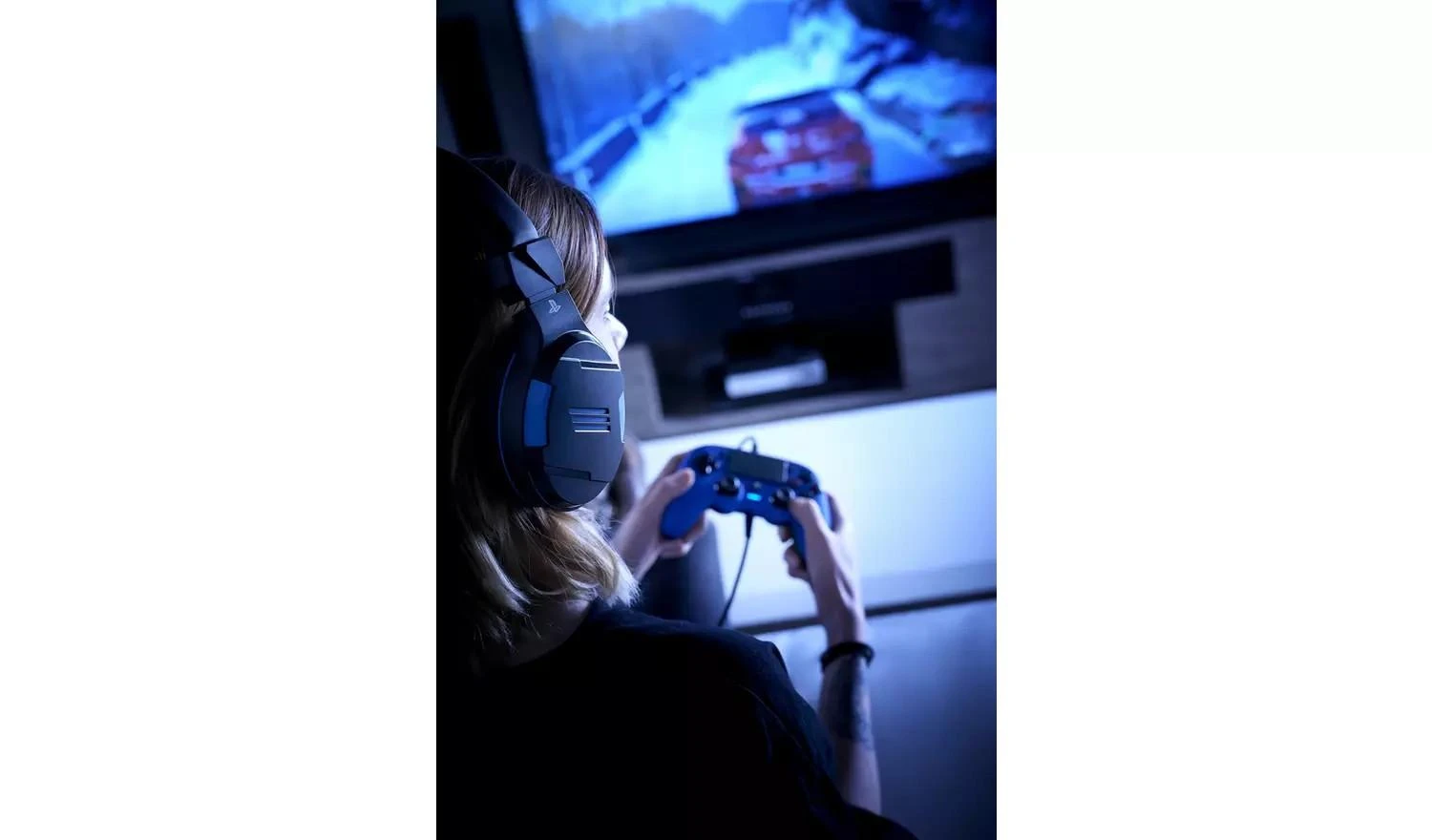 Nacon Big Ben Bigben Interactive PS4OFHEADSETV3 Ausinės be mikrofono ir ausinės su mikrofonu Laisvų rankų įranga Su lankeliu Juoda, Mėlyna