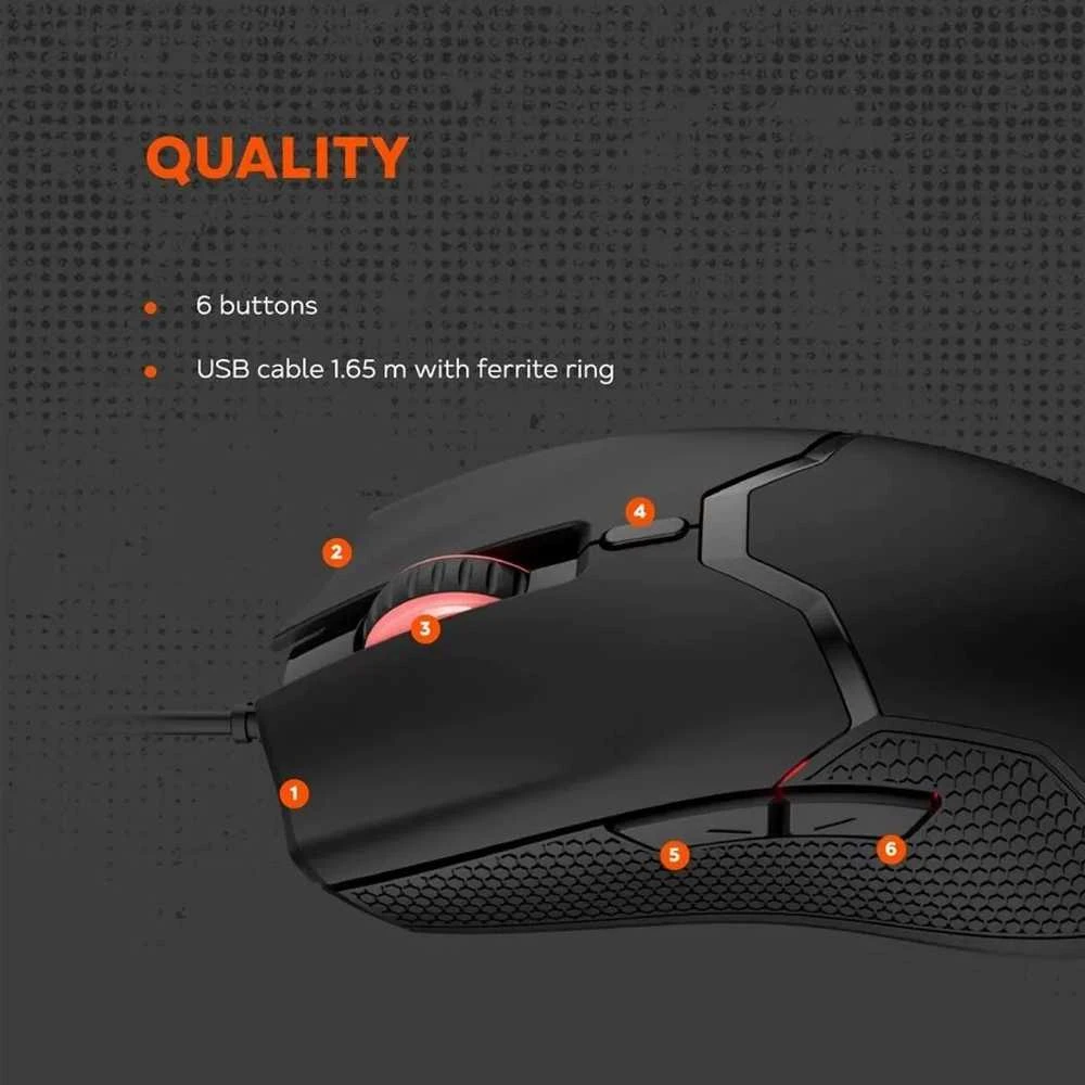 CANYON pelė Carver GM-116 6buttons su laidu Juodas