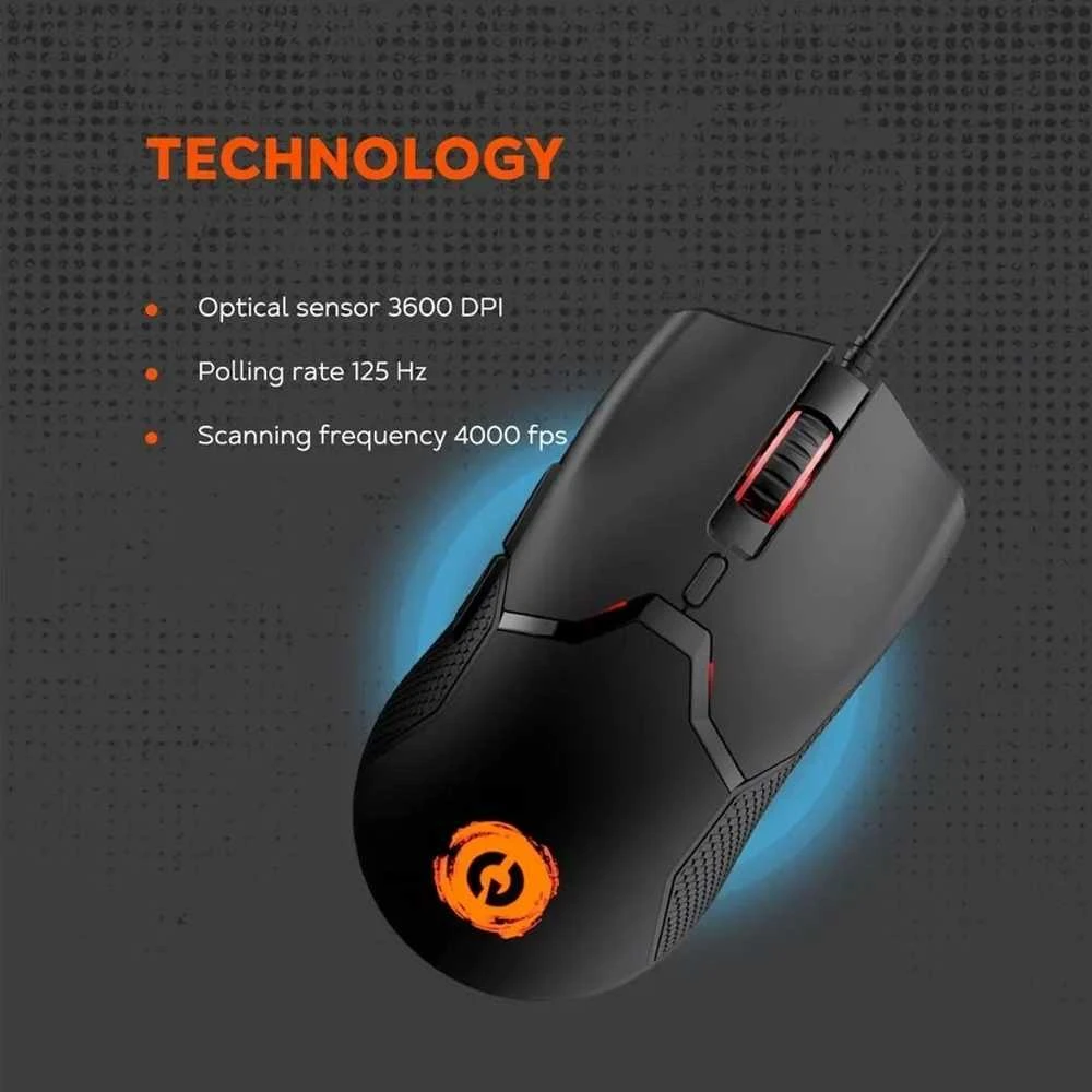 CANYON pelė Carver GM-116 6buttons su laidu Juodas