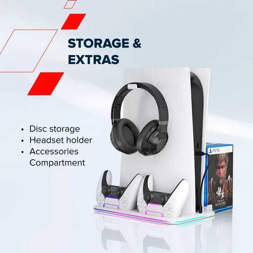 CANYON aušinimo stovas CS-51 RGB PS5 Slim/DE Charge Baltas