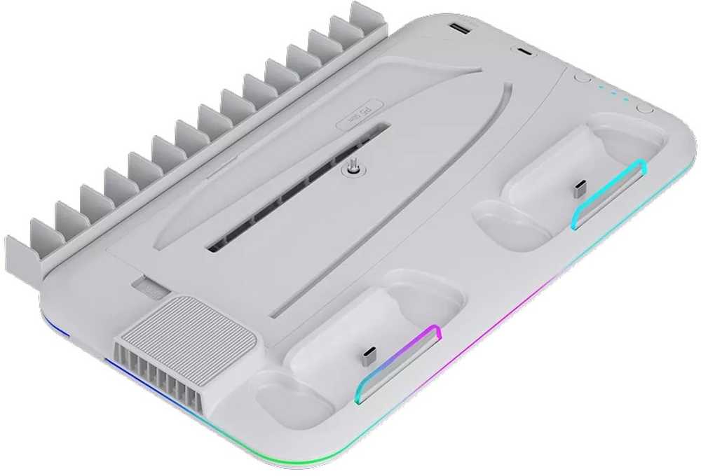 CANYON aušinimo stovas CS-51 RGB PS5 Slim/DE Charge Baltas