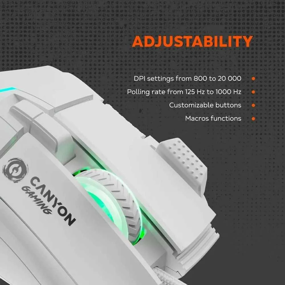 CANYON pelė Fortnax GM-636 RGB 9buttons su laidu Baltas