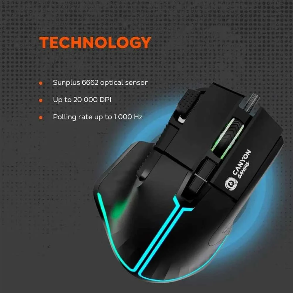 CANYON pelė Fortnax GM-636 RGB 9buttons su laidu Baltas