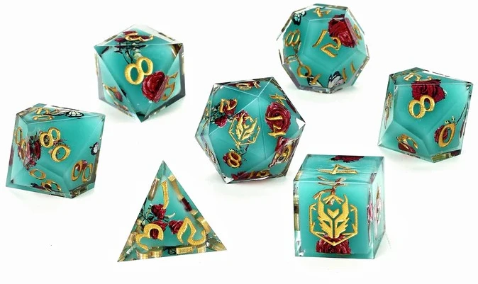 Captured Magic Sharp Edge RPG Resin Dice Set - Meadow Magic