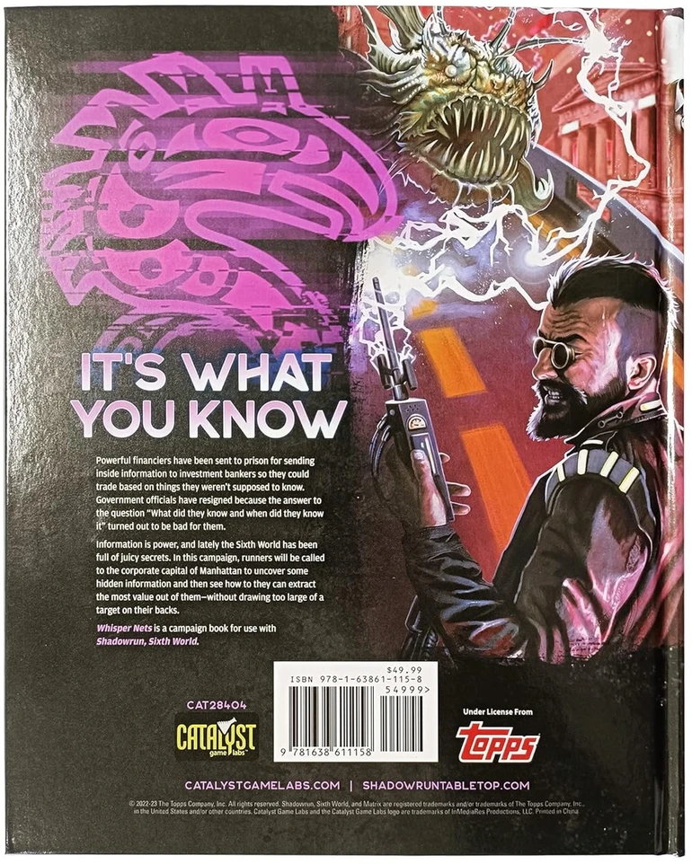 Catalyst Game Labs Shadowrun Whisper Nets knyga