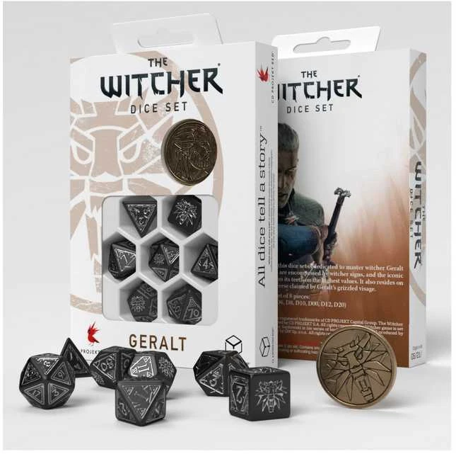 Dėlionė Q Workshop The Witcher Geralt Sidabrinis Sword Kauliukų Rinkinys Juodos Ir Sidabro Sp