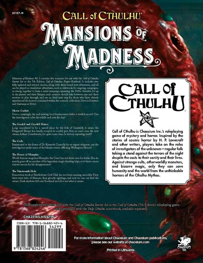Chaosium Call of Cthulhu - Mansions of Madness: Vol 1 - Behind Closed Doors knyga
