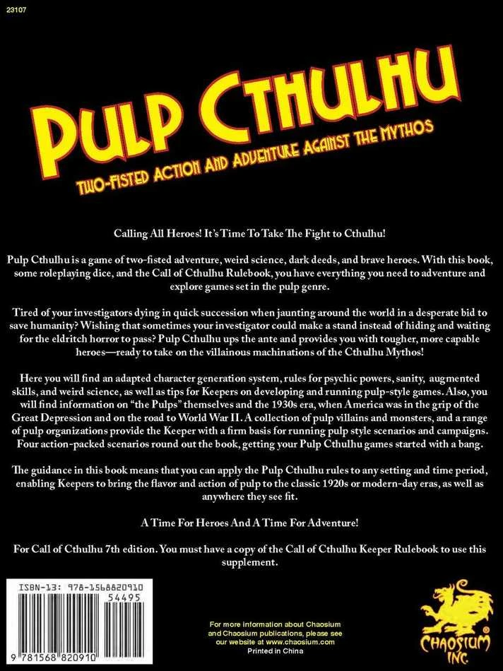 Chaosium Call of Cthulhu - Pulp Cthulhu knyga