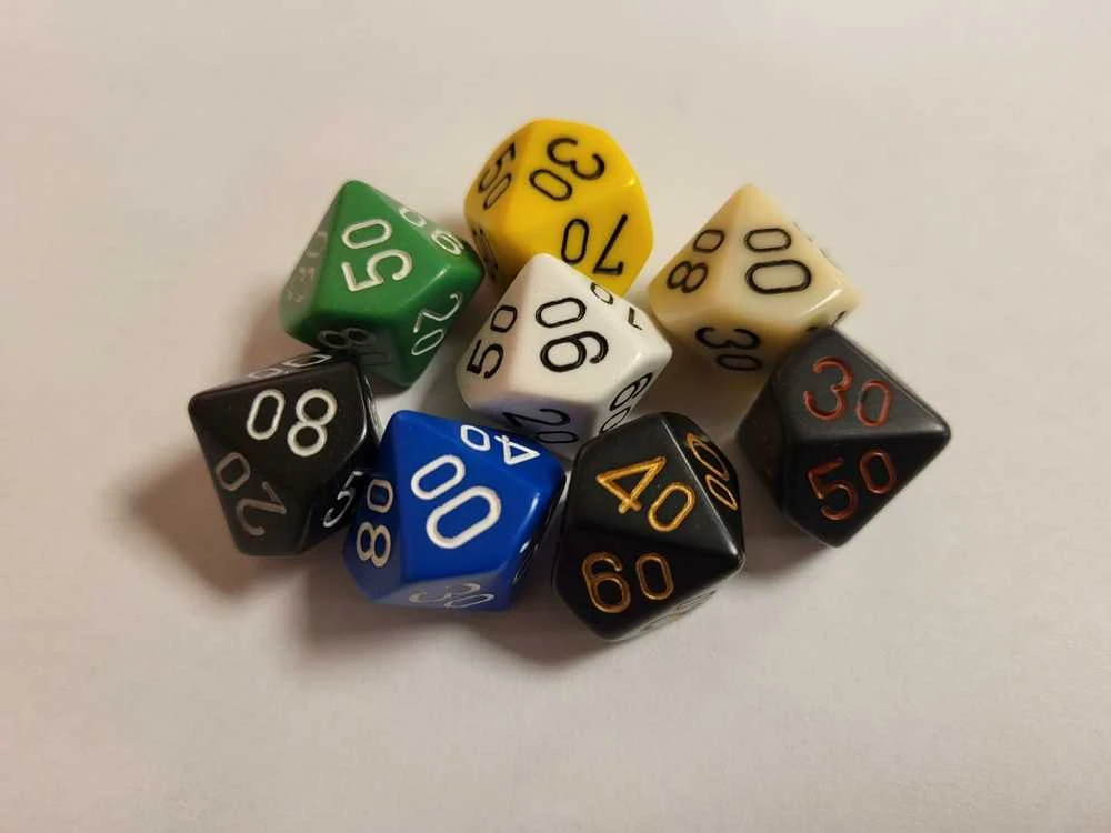 Chessex d10 (00-90) kauliukas (1 Vnt)