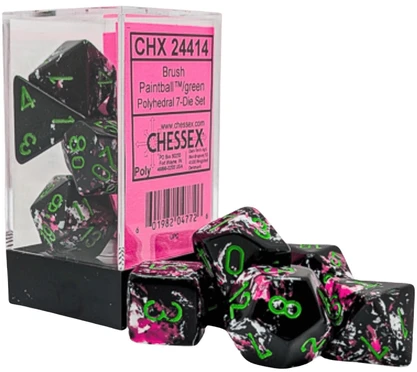 Chessex Polyhedral Paintball/žalias 7-Die Set