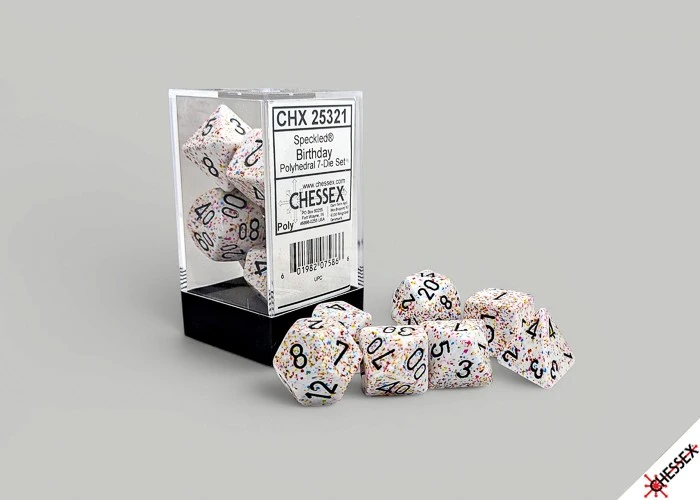 Chessex Polyhedral Speckled Birthday/juodas 7-Die Set