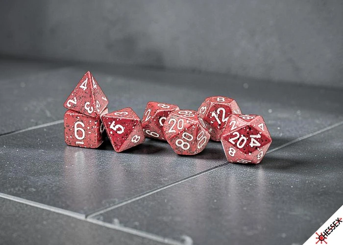 Chessex Polyhedral Speckled Lava Stone/baltas 7-Die Set
