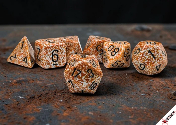 Chessex Polyhedral Speckled Rust/juodas 7-Die Set