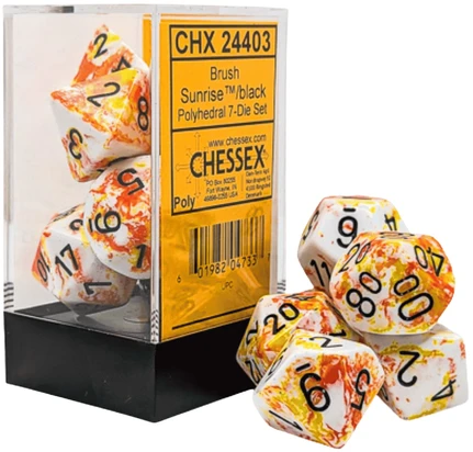 Chessex Polyhedral Sunrise/juodas 7-Die Set