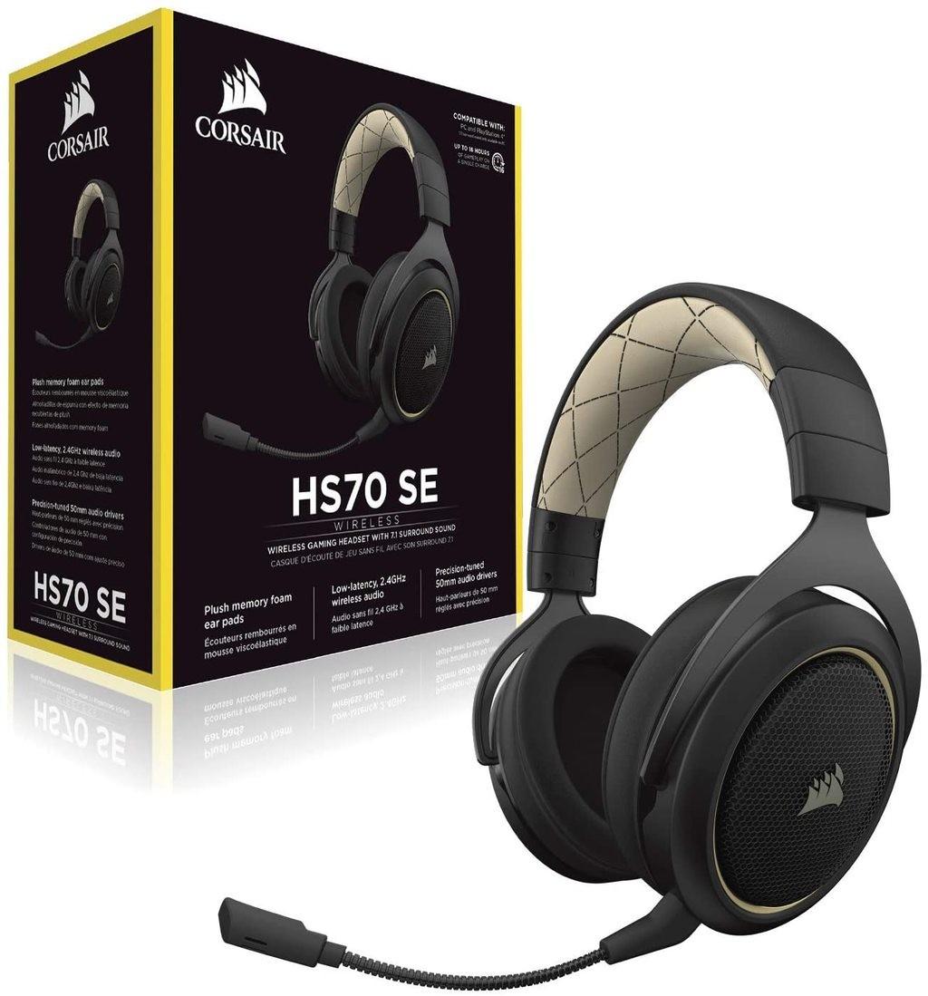 Belaidės Žaidimų ausinės Corsair HS70 Pro Cream | Varle.lt