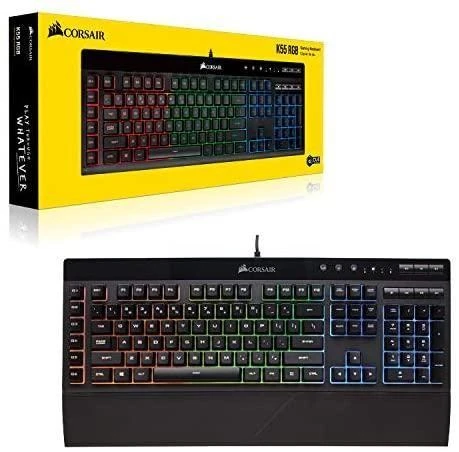 Žaidimų klaviatūra Corsair K55 RGB Pro su 5 zonų RGB pašvietimu, ENG išdėstymas