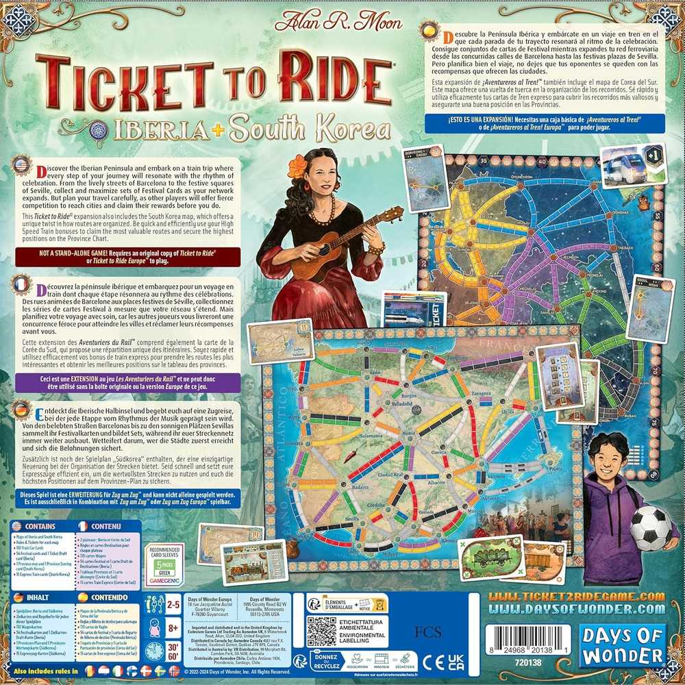 Days Of Wonder Ticket to Ride Map Collection 8: Iberia & South Korea