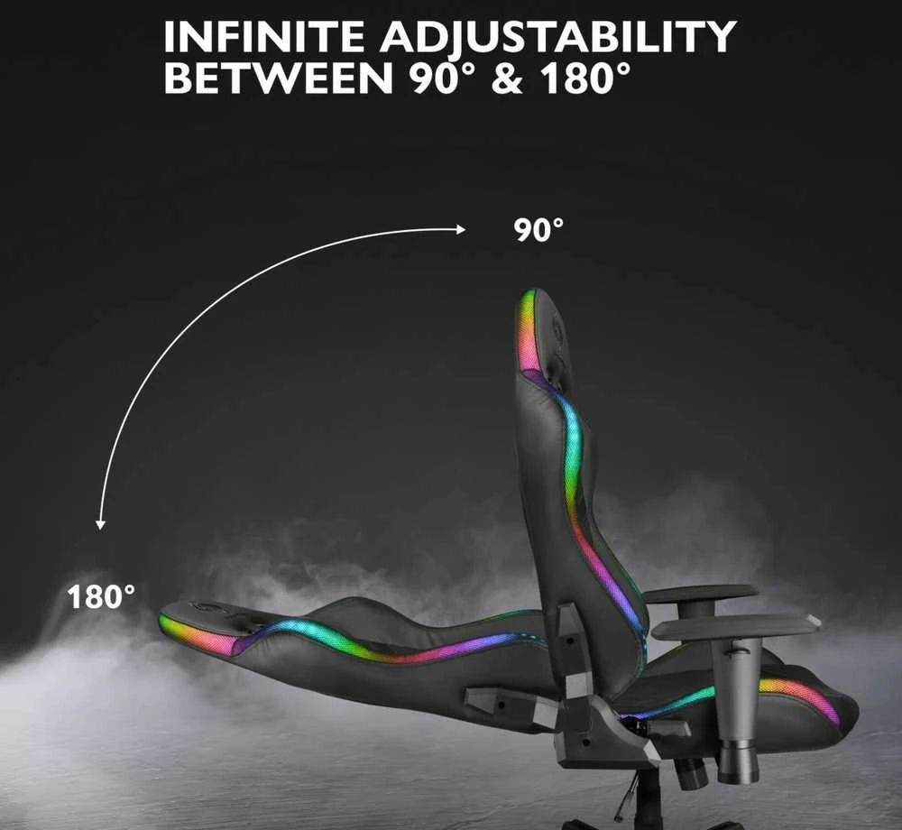 Žaidimų kėdė Deltaco GAM-080 Gaming Chair, PU oda, su RGB pašvietimu, Juoda