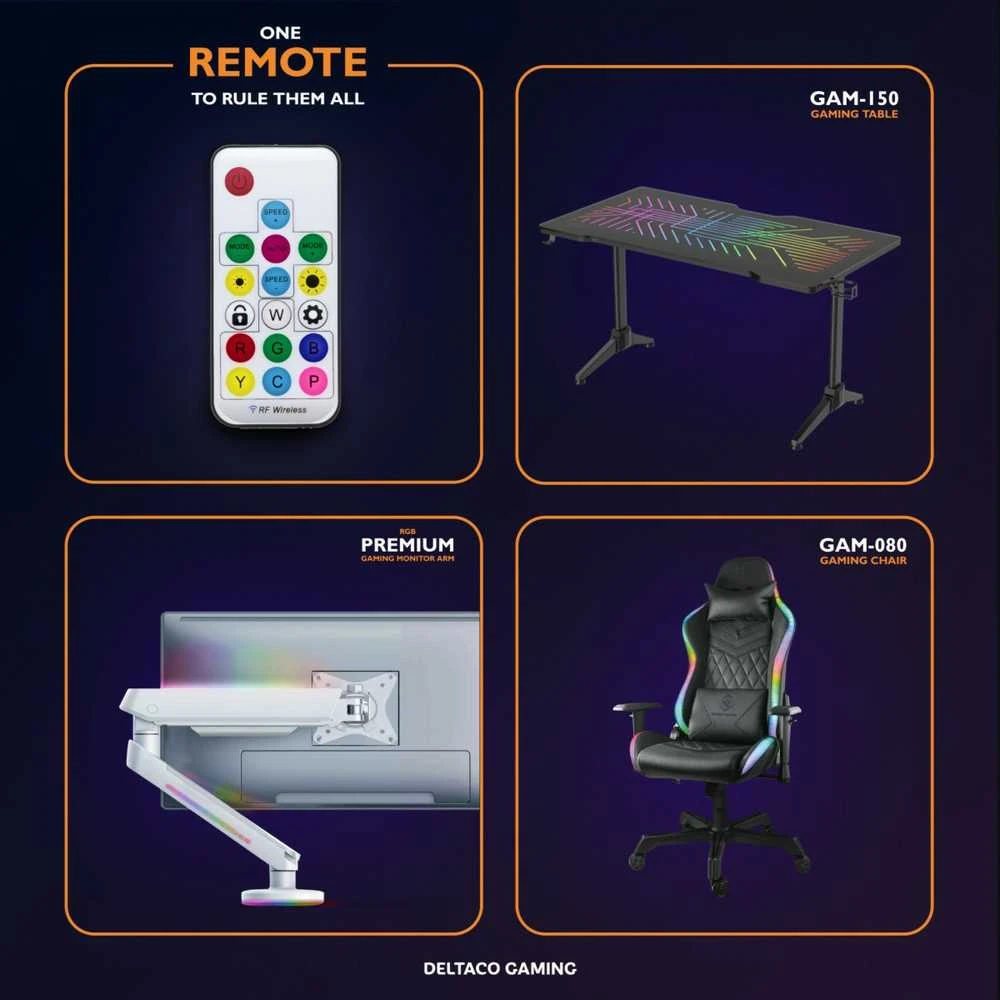 Žaidimų kėdė Deltaco GAM-080 Gaming Chair, PU oda, su RGB pašvietimu, Juoda