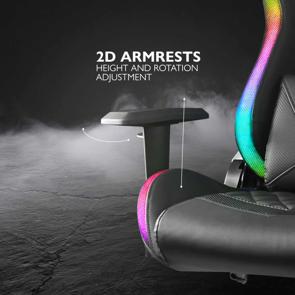 Žaidimų kėdė Deltaco GAM-080 Gaming Chair, PU oda, su RGB pašvietimu, Juoda