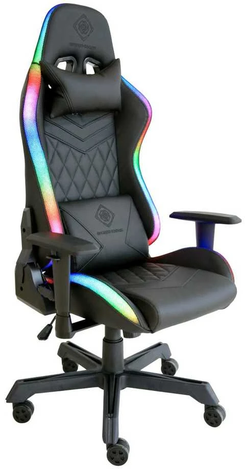 Žaidimų kėdė Deltaco GAM-080 Gaming Chair, PU oda, su RGB pašvietimu, Juoda