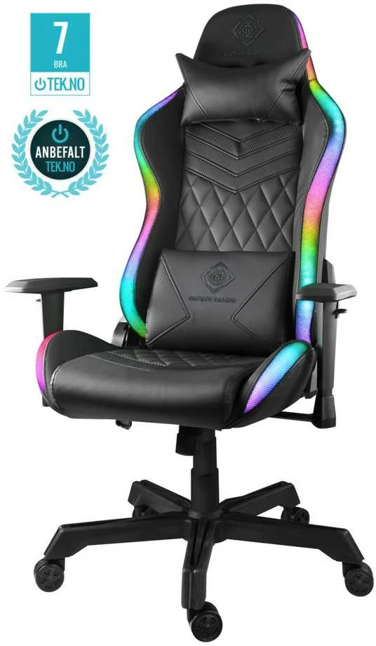 Žaidimų kėdė Deltaco GAM-080 Gaming Chair, PU oda, su RGB pašvietimu, Juoda