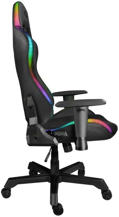 Žaidimų kėdė Deltaco GAM-080 Gaming Chair, PU oda, su RGB pašvietimu, Juoda