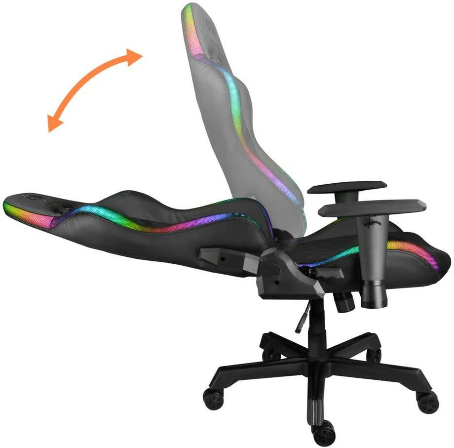 Žaidimų kėdė Deltaco GAM-080 Gaming Chair, PU oda, su RGB pašvietimu, Juoda