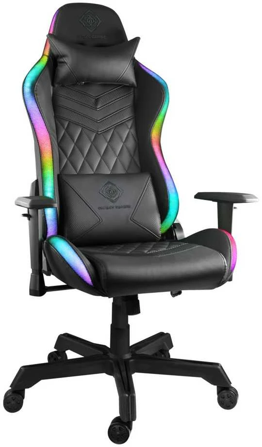 Žaidimų kėdė Deltaco GAM-080 Gaming Chair, PU oda, su RGB pašvietimu, Juoda