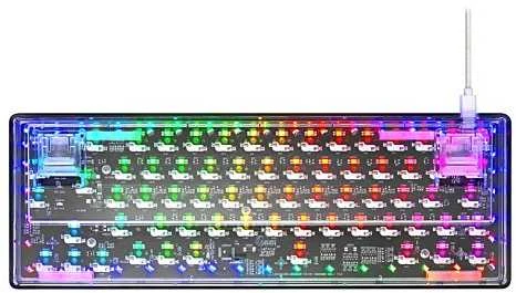 Mechaninė DELTACO GAMING klaviatūra,US išdėstymas, permatoma, RGB / 4222267 / GAM-160-T-US