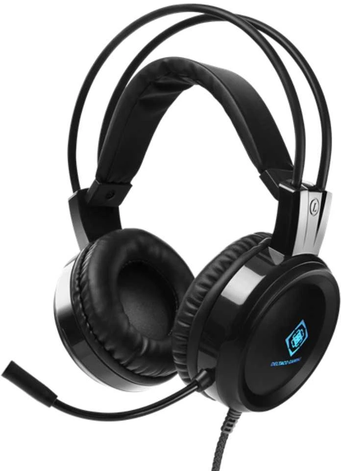 Ausinės DELTACO GAMING LED, veikia su XBOX ir Playstation, juodos / GAM-105