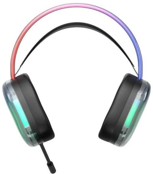 Deltaco DH230 permatomos ausinės su RGB apšvietimu