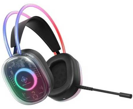 DH230 pusiau permatomos žaidimų ausinės DELTACO GAMING, RGB apšvietimas ant galvos juostos ir ausų kaušelių / GAM-186 / 4222394