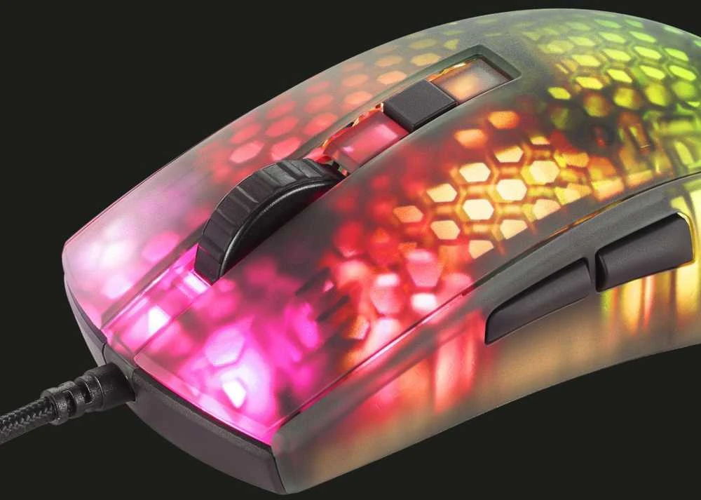 Deltacoimp Pusiau permatoma DELTACO GAMING žaidimų pelė, DM310, RGB, itin lengva, juoda / GAM-144