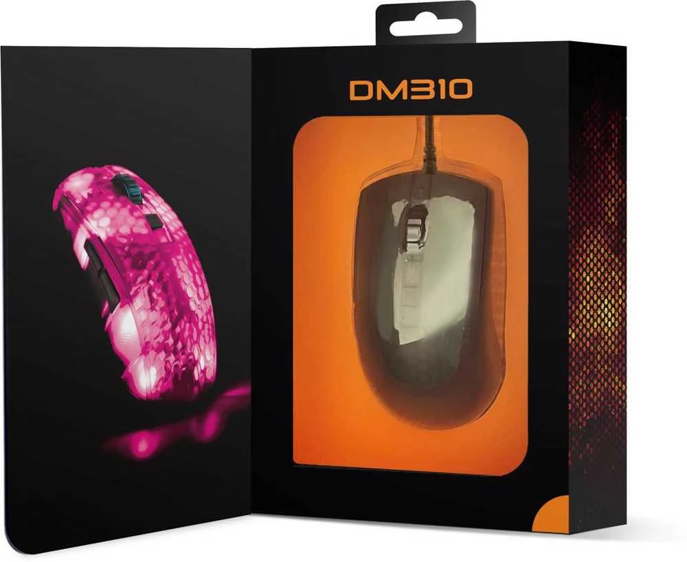 Deltacoimp Pusiau permatoma DELTACO GAMING žaidimų pelė, DM310, RGB, itin lengva, juoda / GAM-144